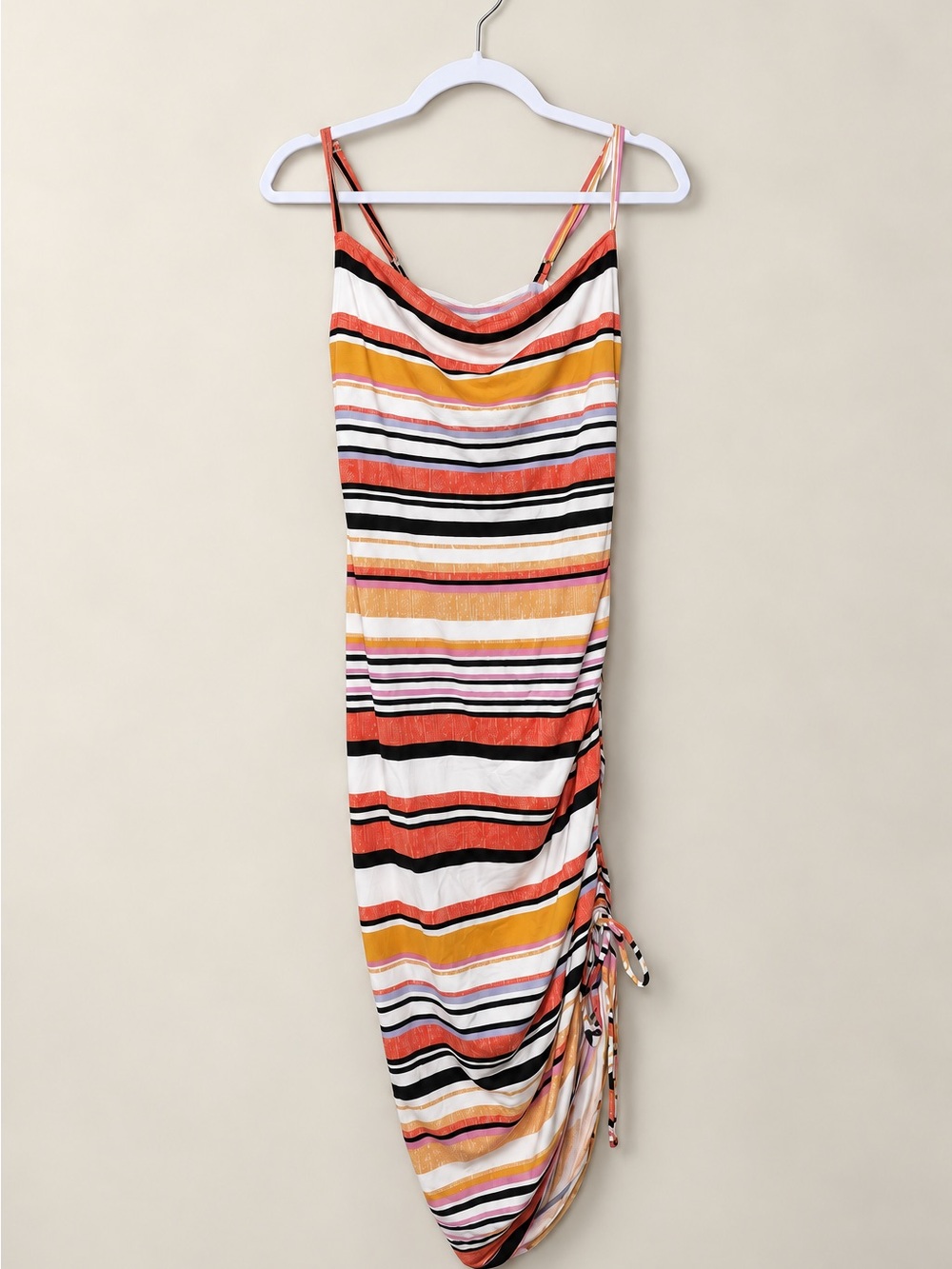 Fashion Nova Multicolor Striped Cowl-Neck Midi Dress
